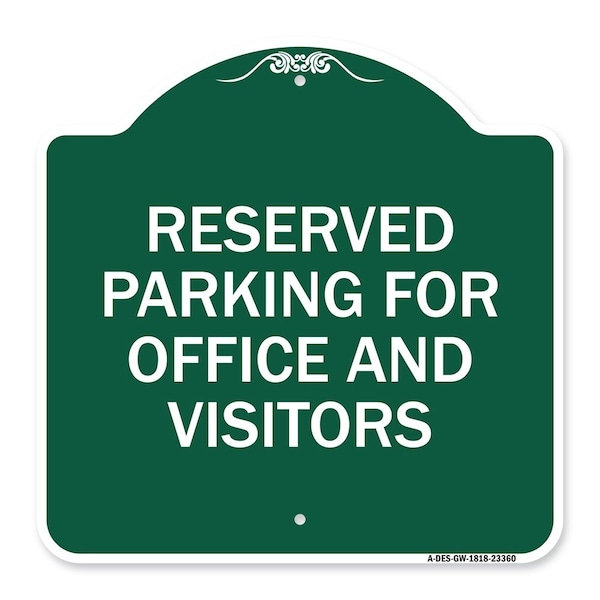 Parking Reserved Parking for Office & Visitors, Green & White Alum, 18" x 18", GW-1818-23360